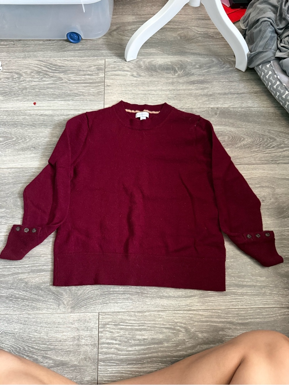 Charter Club Maroon Crewneck Sweater with buttons